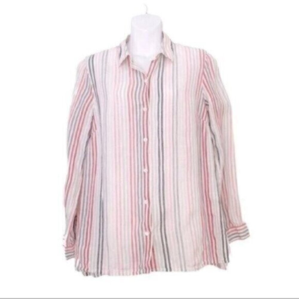 J. JILL Love Linen Essential Striped Button Up Shirt